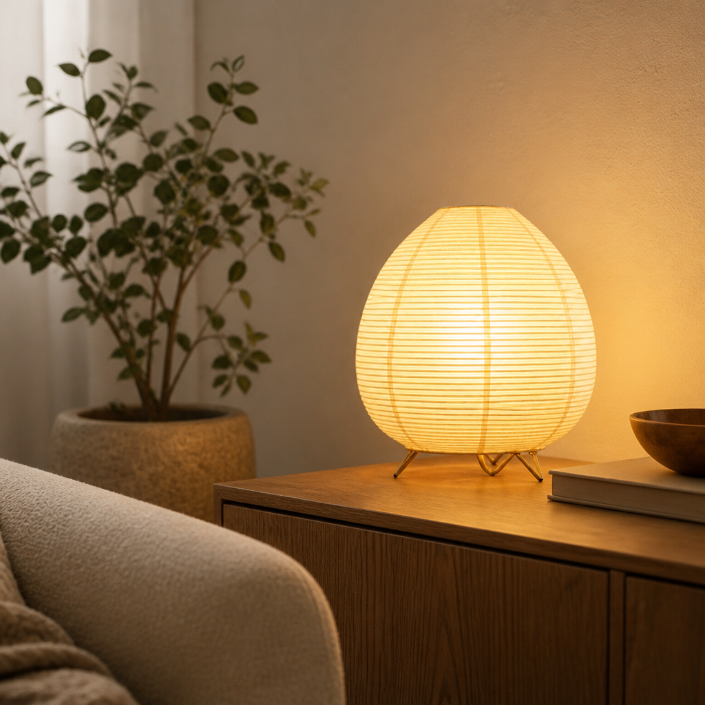 Japandi Rice Paper Table Lamp with Adjustable Shade and E14 LED - Image 11
