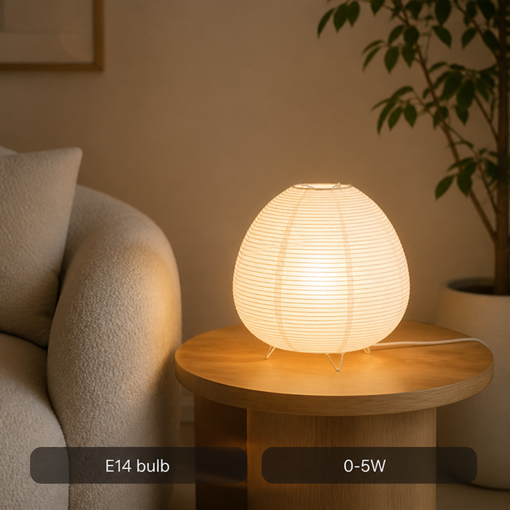 Japandi Rice Paper Table Lamp with Adjustable Shade and E14 LED - Image 3