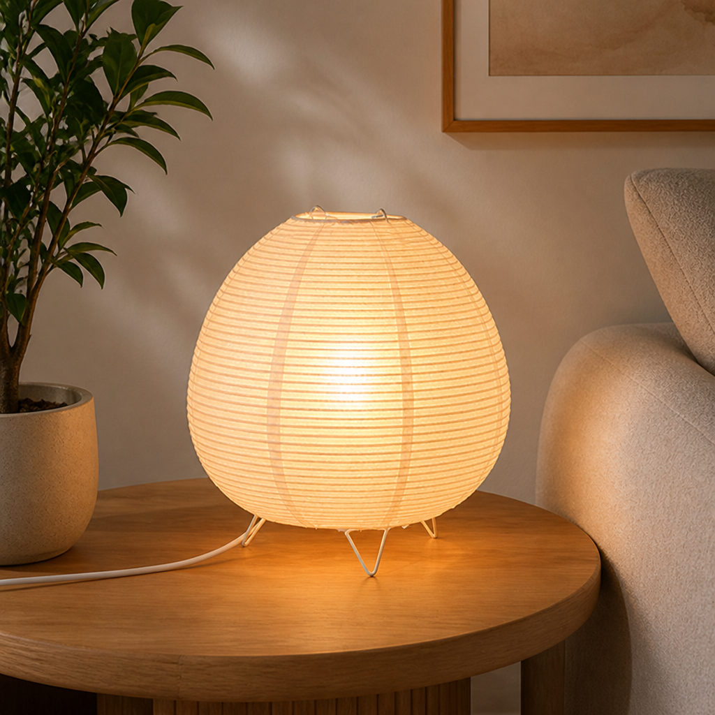 Japandi Rice Paper Table Lamp with Adjustable Shade and E14 LED - Image 4
