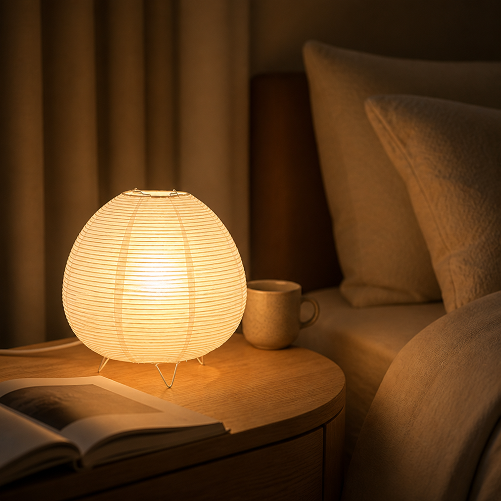 Japandi Rice Paper Table Lamp with Adjustable Shade and E14 LED - Image 8