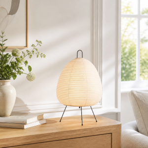 Japanese Rice Paper Tripod Table Lamp with Handmade Shade and E27 LED