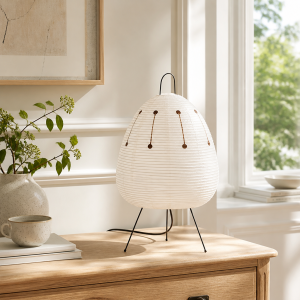Minimalist Rice Paper Lamp with Handmade Shade LED Table Light