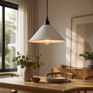 Minimalist White Round Pendant Light Hanging Lampshade