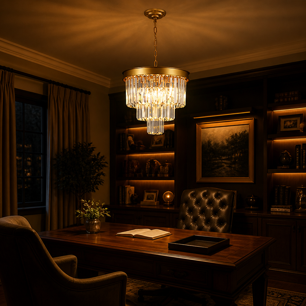 Modern Gold Crystal Pendant Light Dimmable Ceiling Fixture - Image 8