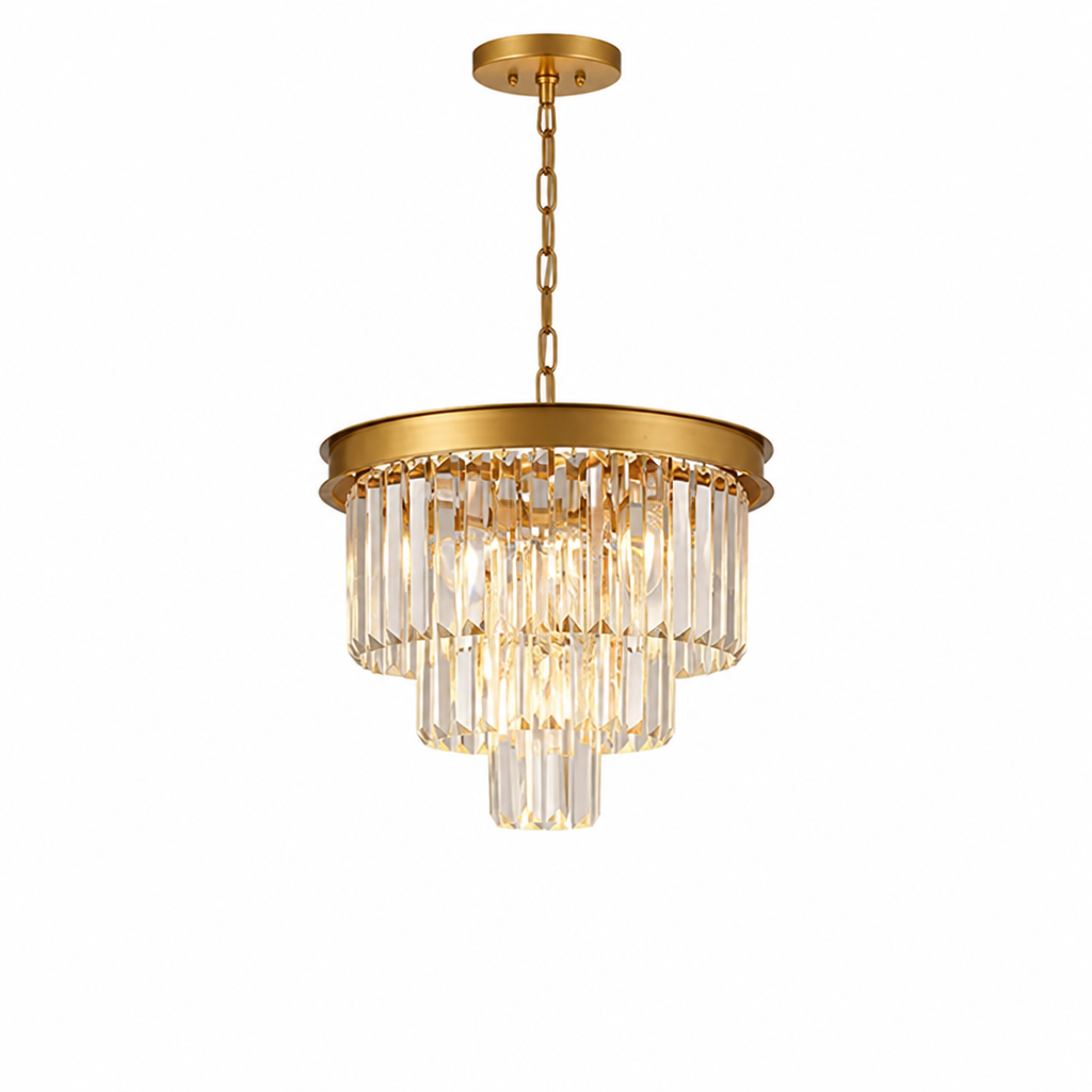 Modern Gold Crystal Pendant Light Dimmable Ceiling Fixture - Image 10