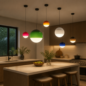 Modern Gradient Glass Pendant Light LED Ball Shade in Six Colors