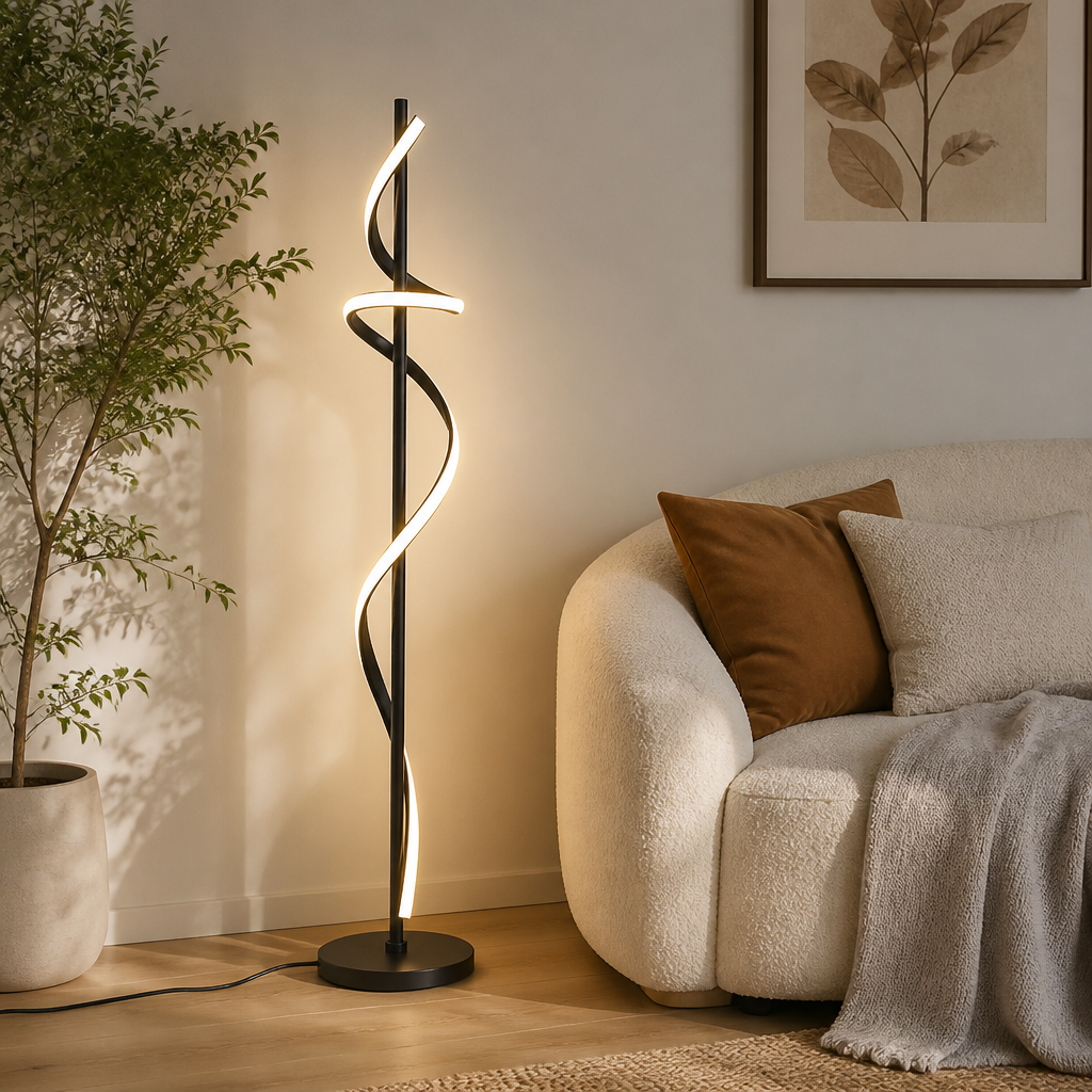 Scandinavian Spiral Floor Lamp 140 cm with Stepless Dimming or Tricolor Light - Image 11