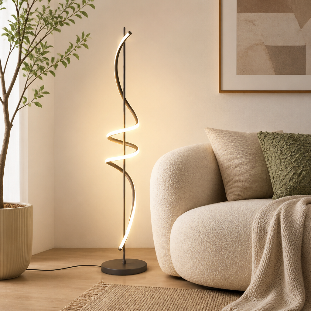 Scandinavian Spiral Floor Lamp 140 cm with Stepless Dimming or Tricolor Light - Image 12