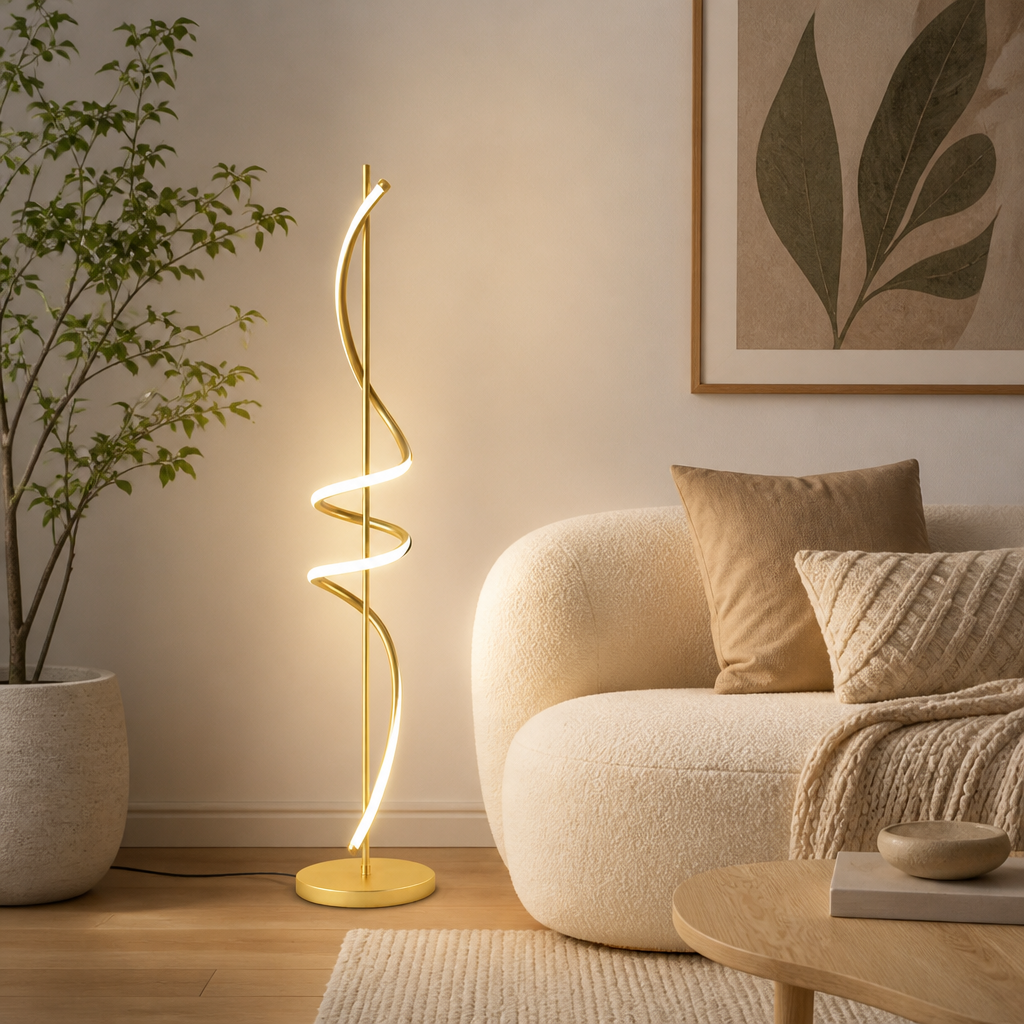 Scandinavian Spiral Floor Lamp 140 cm with Stepless Dimming or Tricolor Light - Image 13