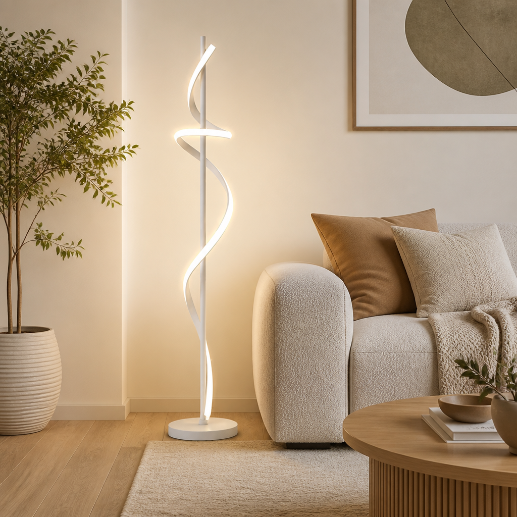 Scandinavian Spiral Floor Lamp 140 cm with Stepless Dimming or Tricolor Light - Image 14