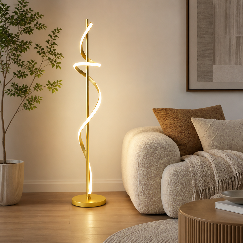 Scandinavian Spiral Floor Lamp 140 cm with Stepless Dimming or Tricolor Light - Image 15