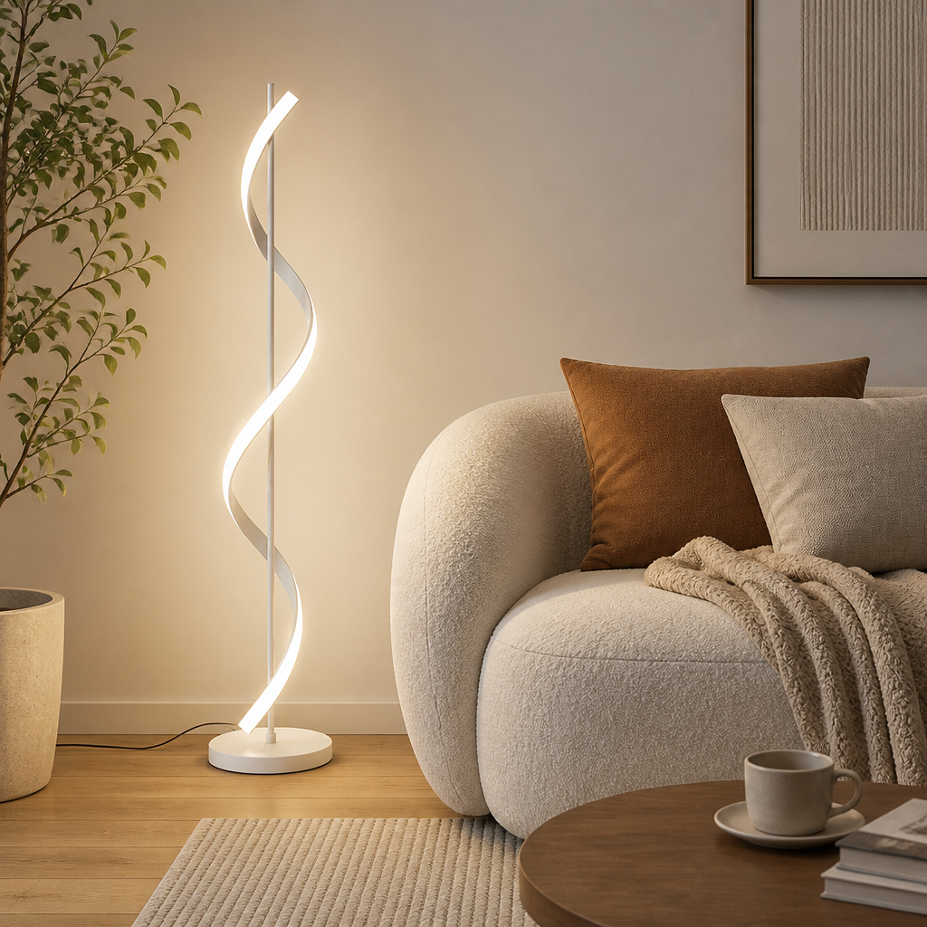 Scandinavian Spiral Floor Lamp 140 cm with Stepless Dimming or Tricolor Light - Image 16