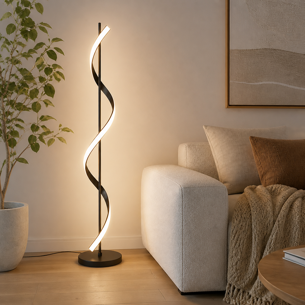 Scandinavian Spiral Floor Lamp 140 cm with Stepless Dimming or Tricolor Light - Image 17