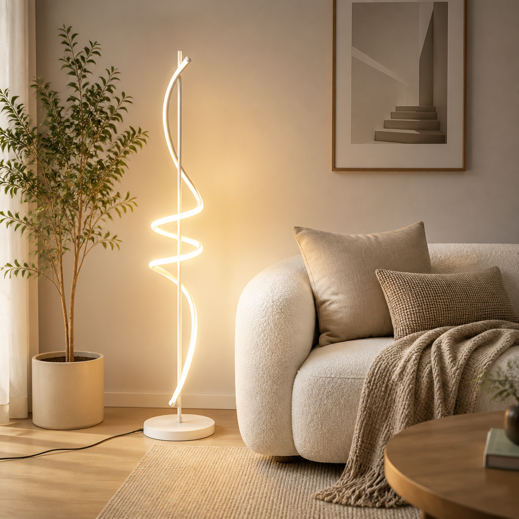 Scandinavian Spiral Floor Lamp 140 cm with Stepless Dimming or Tricolor Light - Image 18