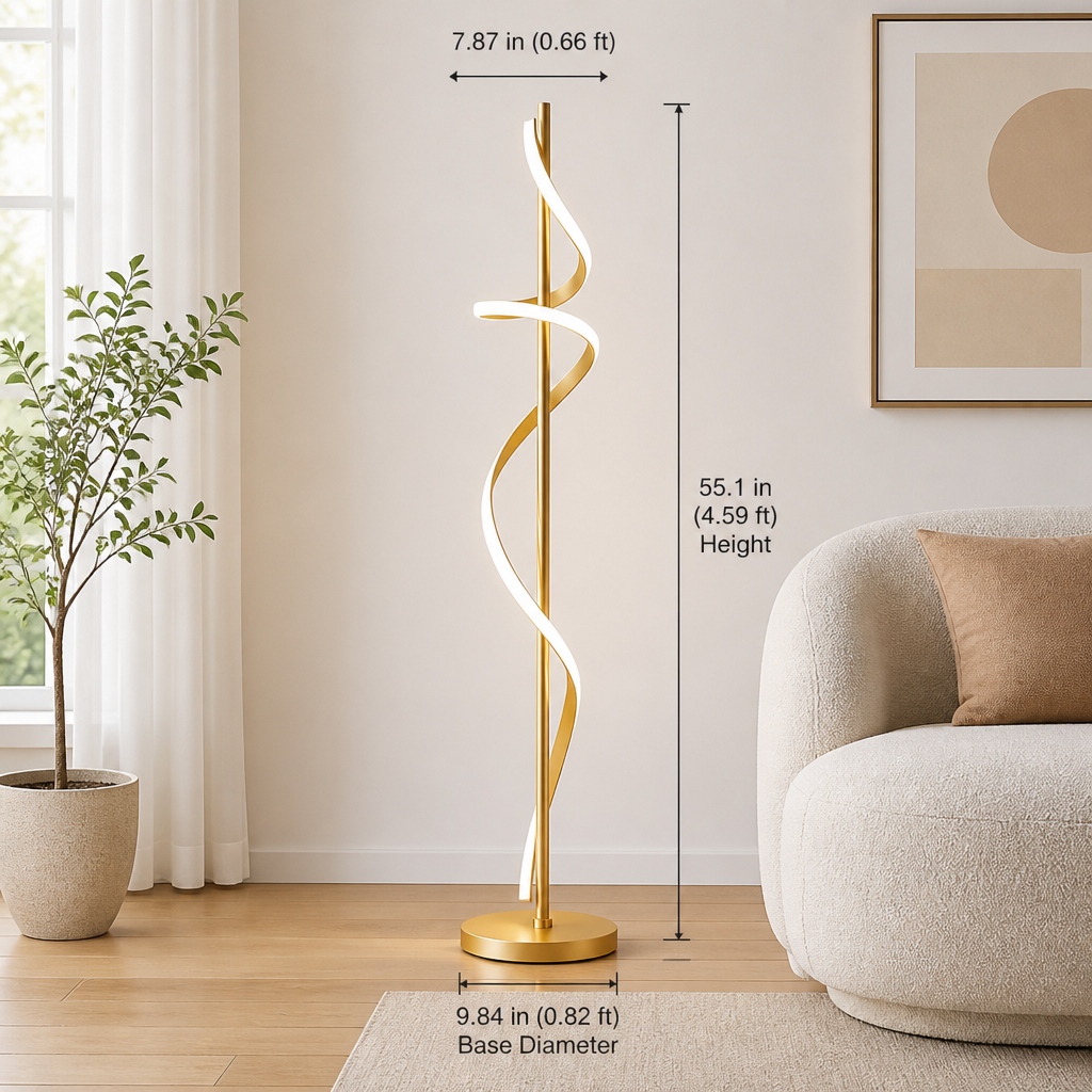 Scandinavian Spiral Floor Lamp 140 cm with Stepless Dimming or Tricolor Light - Image 9