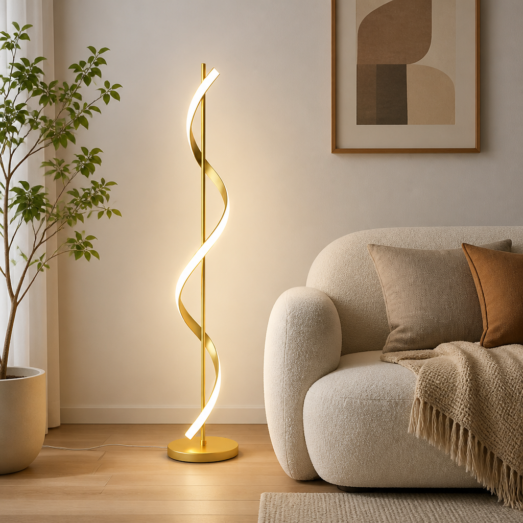 Scandinavian Spiral Floor Lamp 140 cm with Stepless Dimming or Tricolor Light - Image 10