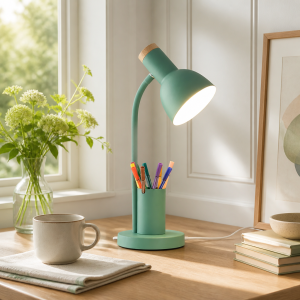 LED Pen Holder Table Lamp Tricolor Desk Light with Built-In Storage